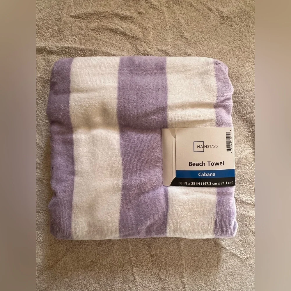 Mainstays Purple Striped Cabana Beach Towel